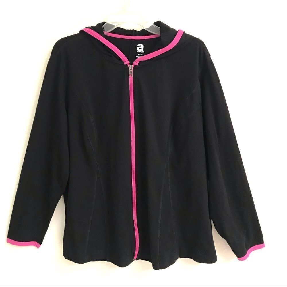 Avenue black with pink trim zip up hoodie jogger set 18/20